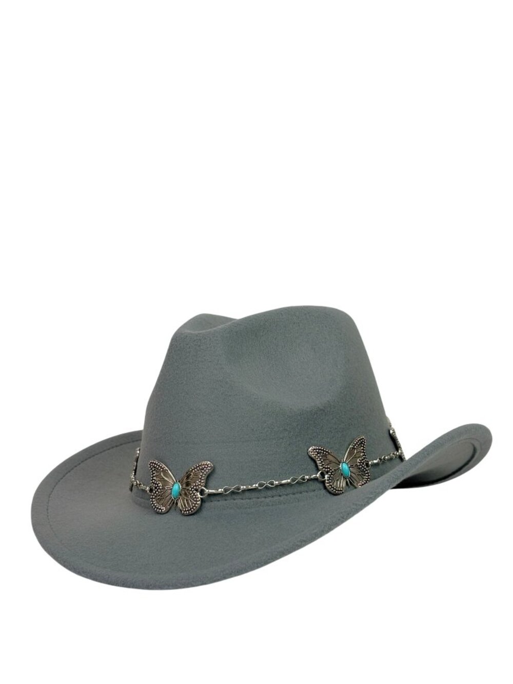 Gray Western Cowboy Hat Butterfly Hat Band Cowgirl Ranch Rodeo Festival Costume